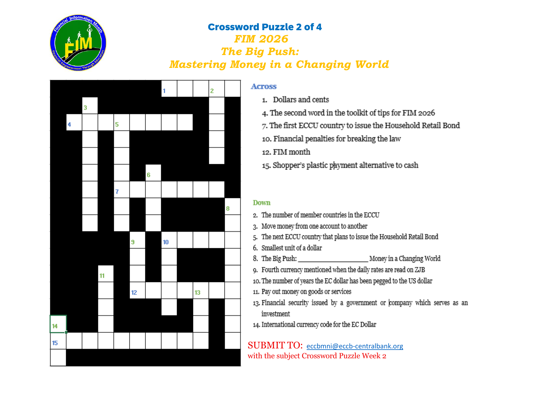 Preview of the FIM 2026 Week 2 crossword puzzle. Open or download the PDF to read the clues and complete the puzzle.